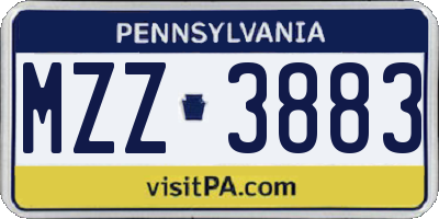 PA license plate MZZ3883