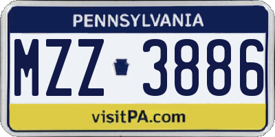 PA license plate MZZ3886