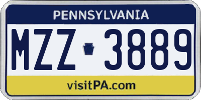 PA license plate MZZ3889
