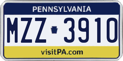 PA license plate MZZ3910