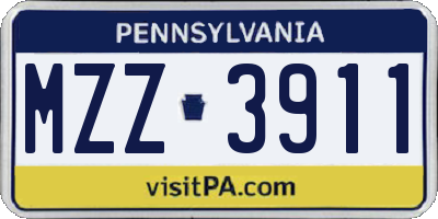 PA license plate MZZ3911