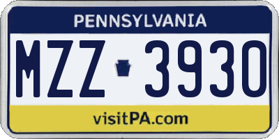PA license plate MZZ3930