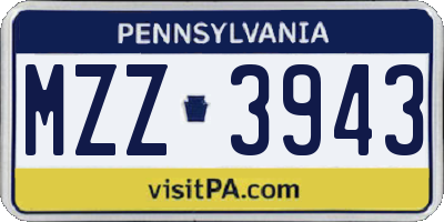 PA license plate MZZ3943