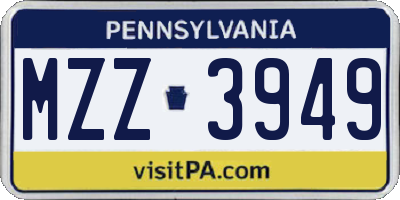 PA license plate MZZ3949