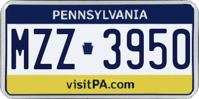 PA license plate MZZ3950