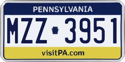 PA license plate MZZ3951