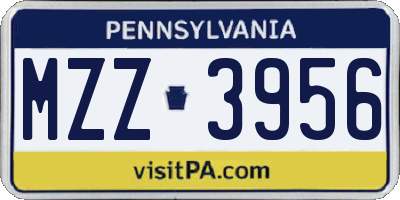 PA license plate MZZ3956