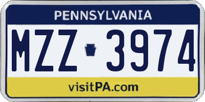 PA license plate MZZ3974