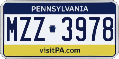 PA license plate MZZ3978