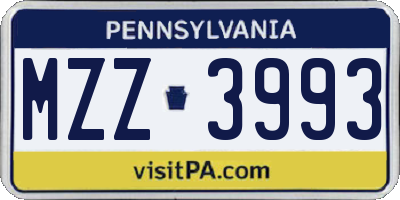 PA license plate MZZ3993