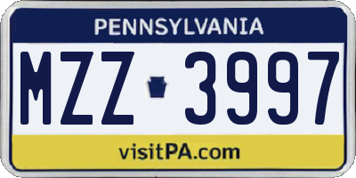 PA license plate MZZ3997