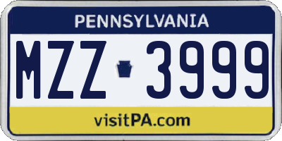 PA license plate MZZ3999