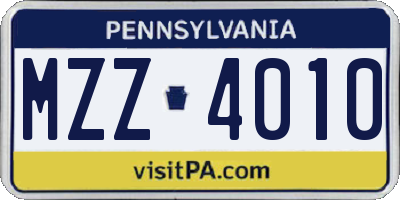 PA license plate MZZ4010