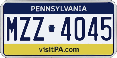 PA license plate MZZ4045