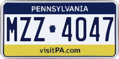 PA license plate MZZ4047