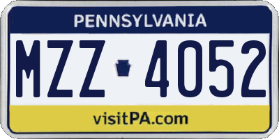 PA license plate MZZ4052