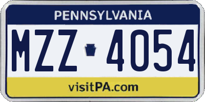 PA license plate MZZ4054