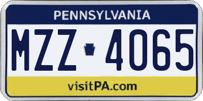 PA license plate MZZ4065