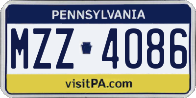 PA license plate MZZ4086