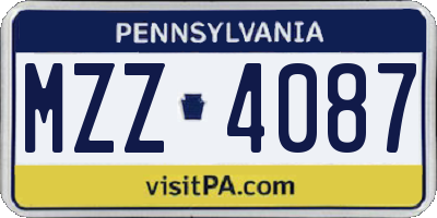 PA license plate MZZ4087