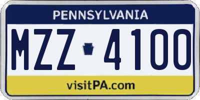 PA license plate MZZ4100