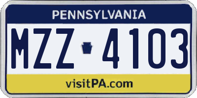 PA license plate MZZ4103