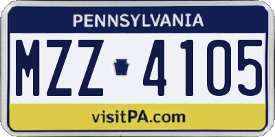 PA license plate MZZ4105