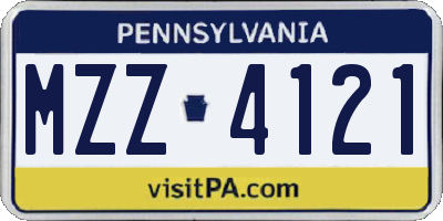 PA license plate MZZ4121