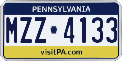 PA license plate MZZ4133