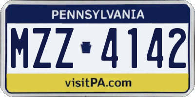 PA license plate MZZ4142