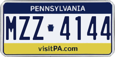 PA license plate MZZ4144