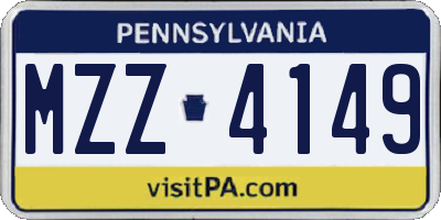 PA license plate MZZ4149