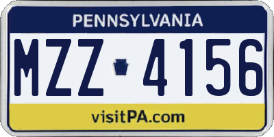 PA license plate MZZ4156