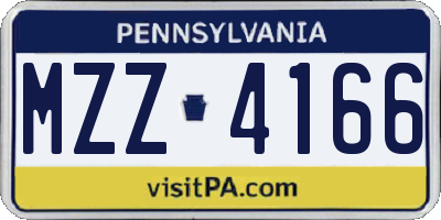 PA license plate MZZ4166