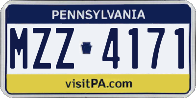 PA license plate MZZ4171