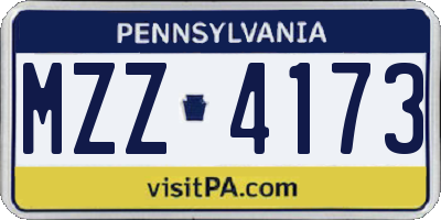 PA license plate MZZ4173
