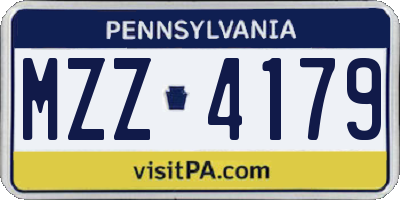 PA license plate MZZ4179