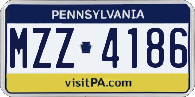 PA license plate MZZ4186