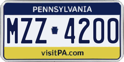 PA license plate MZZ4200