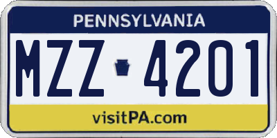 PA license plate MZZ4201