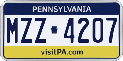 PA license plate MZZ4207
