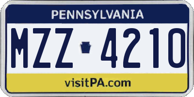 PA license plate MZZ4210
