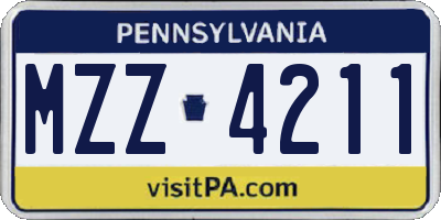 PA license plate MZZ4211