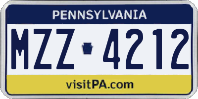 PA license plate MZZ4212