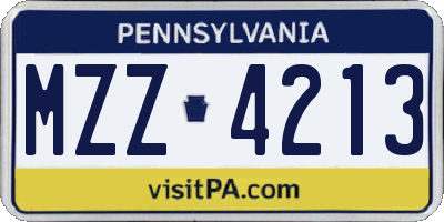 PA license plate MZZ4213