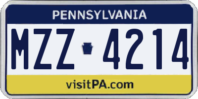 PA license plate MZZ4214