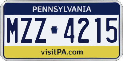 PA license plate MZZ4215