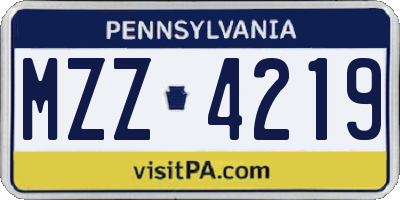 PA license plate MZZ4219