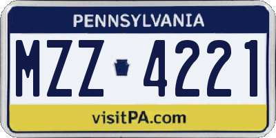 PA license plate MZZ4221