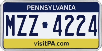 PA license plate MZZ4224